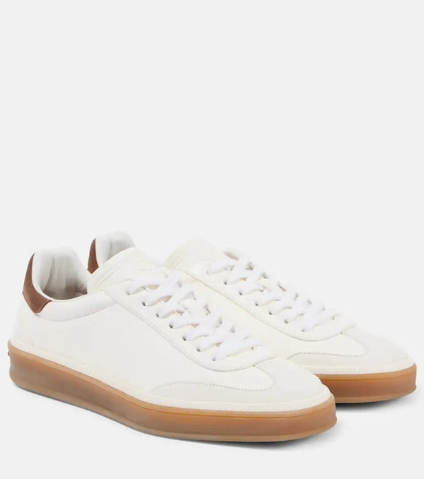 Loro Piana Tennis Walk suede-trimmed leather sneakers | LYBSTORE