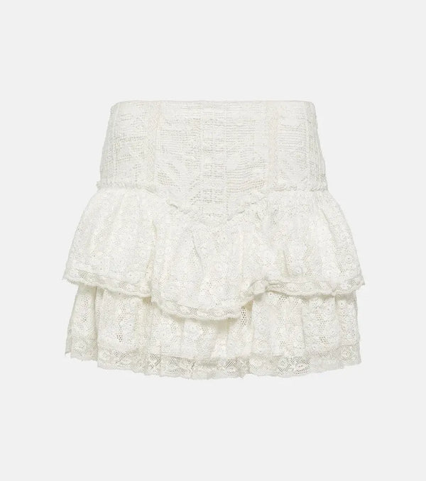 LoveShackFancy Antila tiered lace miniskirt | LYBSTORE