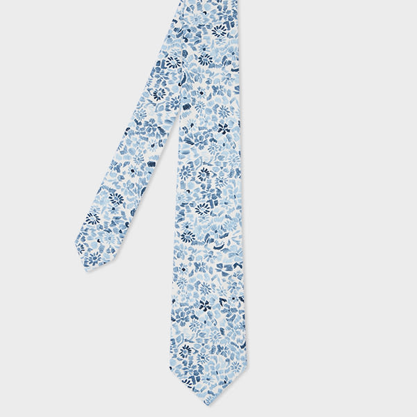 Paul Smith Blue 'Pencil Floral' Cotton Tie