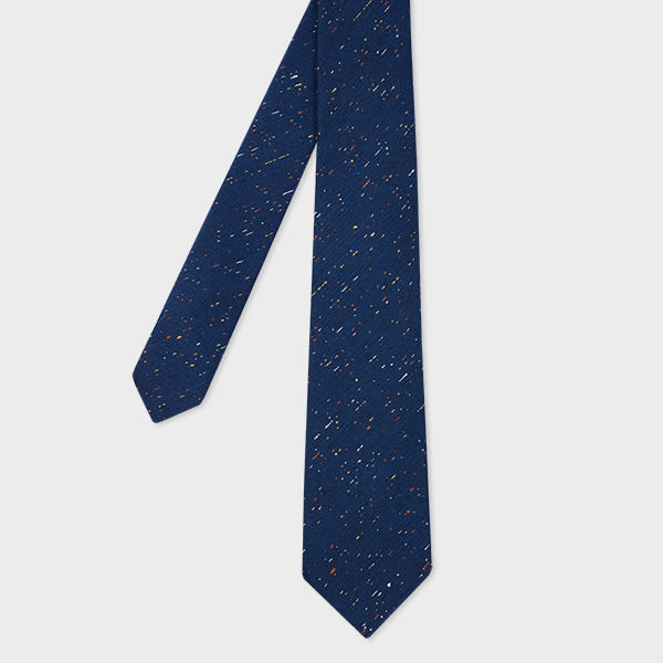 Paul Smith Navy Flecked Wool-Silk Tie Blue