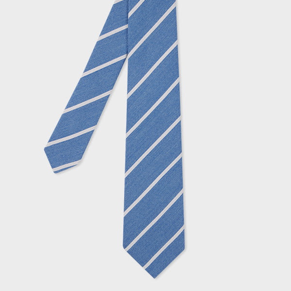 Paul Smith Blue Wool-Silk Diagonal Stripe Tie