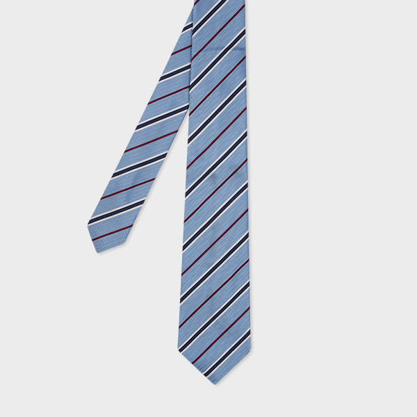 Paul Smith Blue Silk Herringbone Stripe Tie