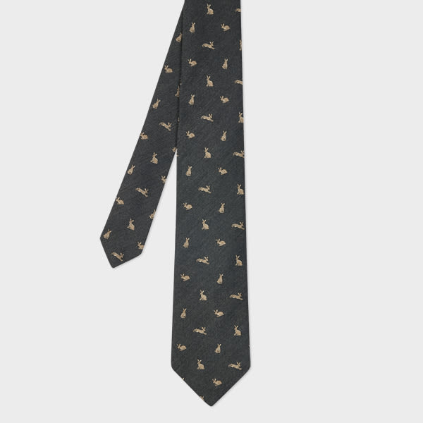 Paul Smith Grey 'Rabbit' Silk-Wool Tie