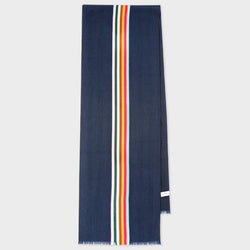 Paul Smith Dark Blue Central Multi Stripe Scarf