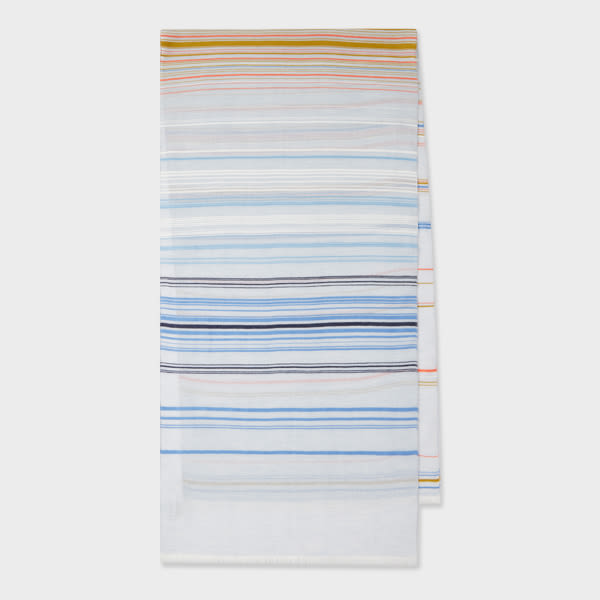 Paul Smith Blue Cotton-Blend Thin Stripe Scarf