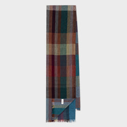 Paul Smith Wool-Silk 'Signature Stripe Check' Scarf Multicolour