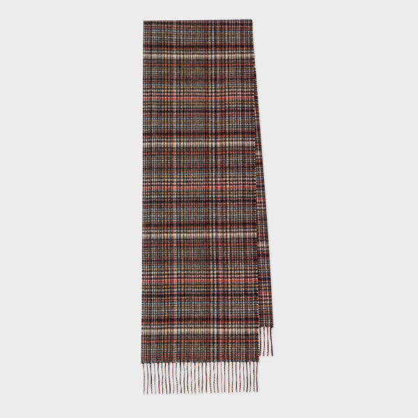 Paul Smith Cashmere-Blend Check 'Signature Stripe' Scarf Multicolour