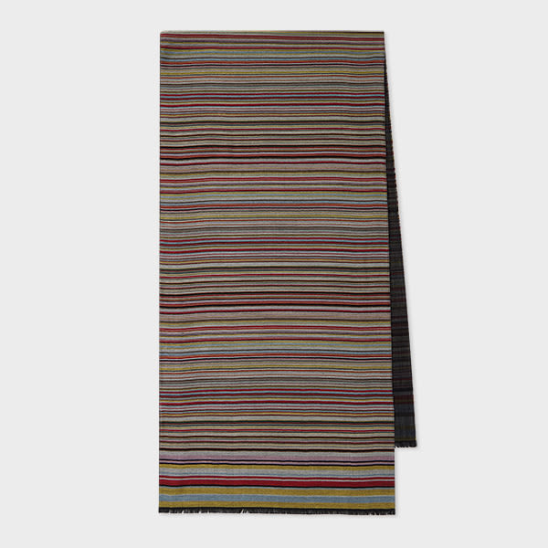 Paul Smith 'Signature Stripe' Silk-Wool Blend Scarf Multicolour