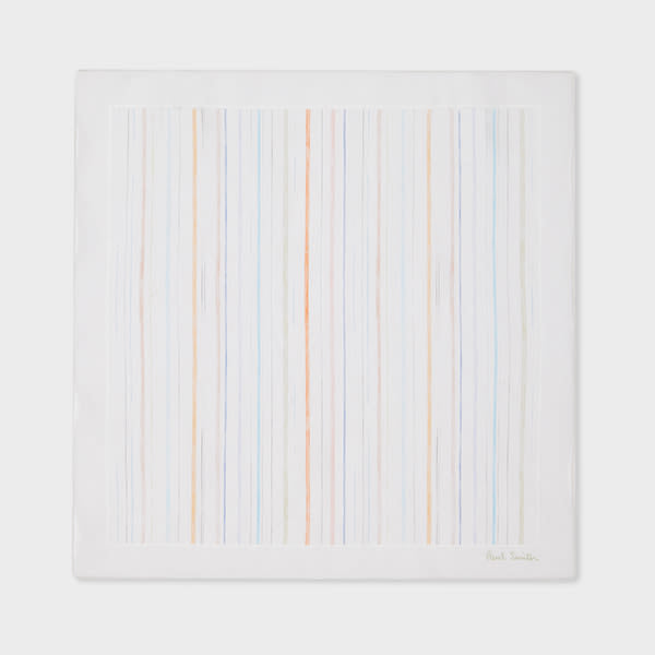 Paul Smith Ivory 'Pencil Stripe' Pocket Square White