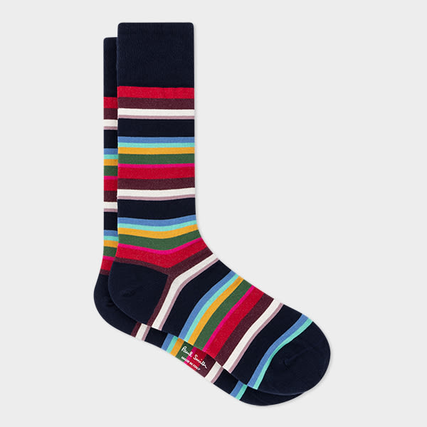 Paul Smith Navy Multi-Stripe Socks Blue