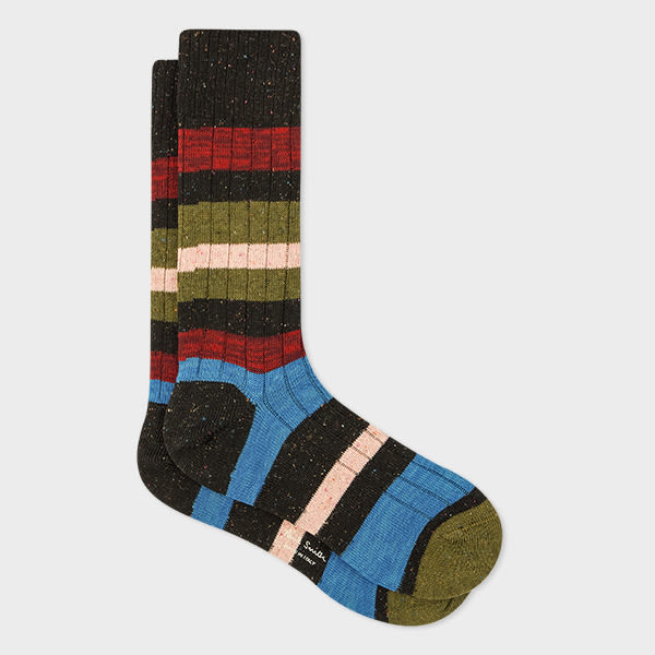 Paul Smith Black Chunky Stripe Socks