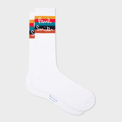 Paul Smith White 'Artist Stripe' Logo Socks