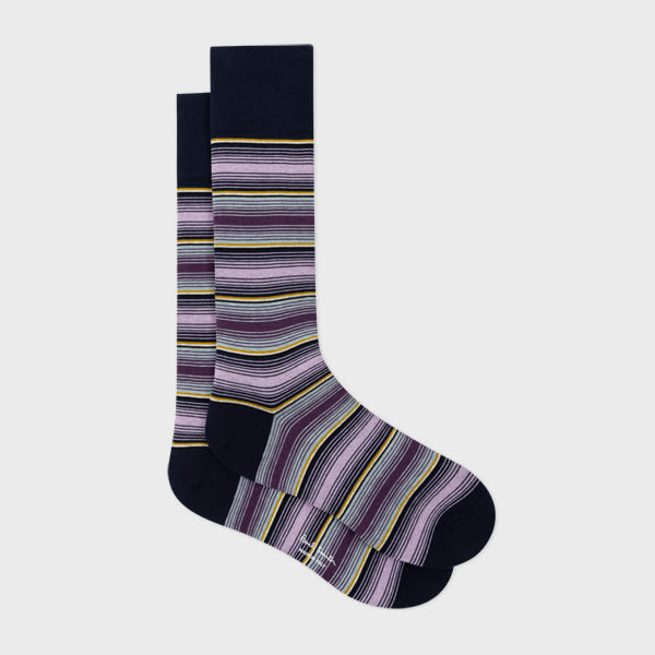 Paul Smith Navy And Lilac Ombre Stripe Socks Blue