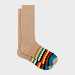 Paul Smith Camel Stripe Tipping Socks Brown