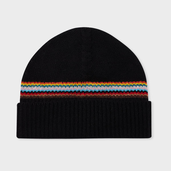 Paul Smith Black 'Signature Stripe' Block Beanie