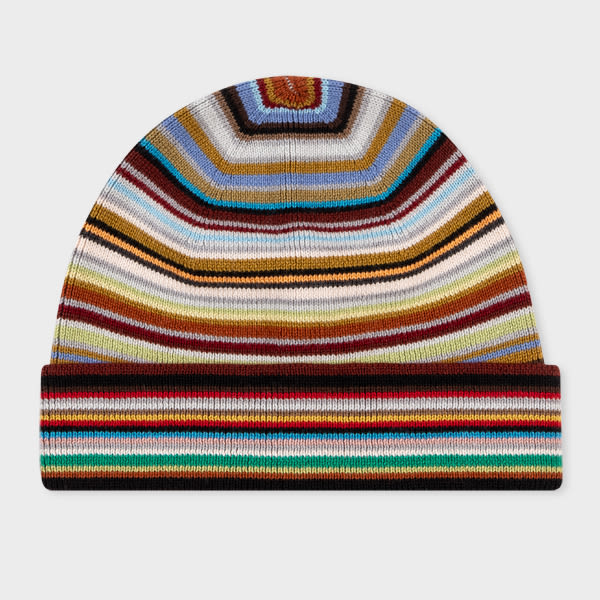 Paul Smith Merino Wool 'Signature Stripe' Beanie Hat Multicolour