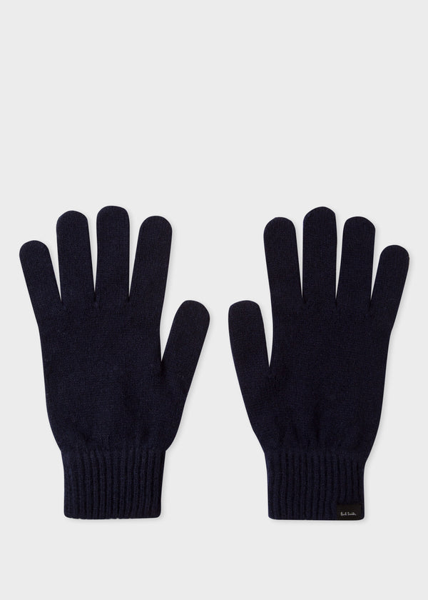 Paul Smith Dark Navy Cashmere-Blend Gloves Blue