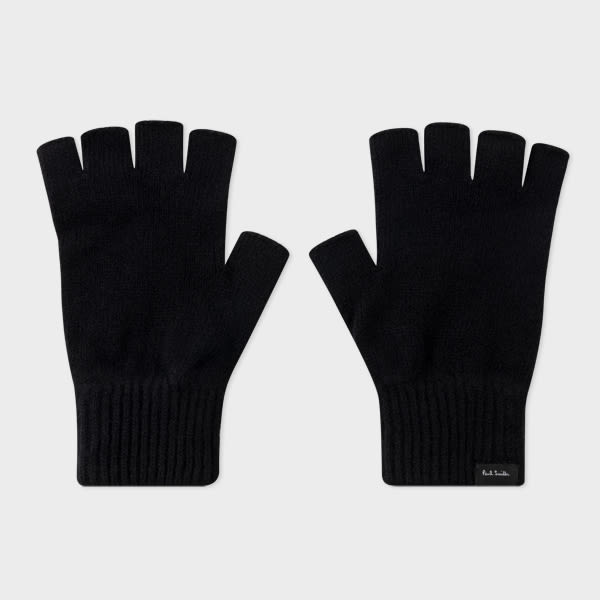 Paul Smith Black Fingerless Cashmere-Blend Gloves