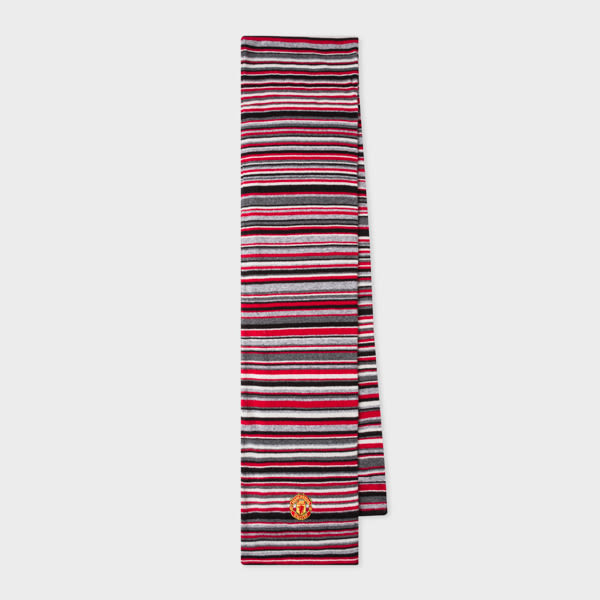 Paul Smith Paul Smith for Manchester United - Red Striped Wool-Cashmere Scarf