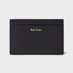 Paul Smith Black 'Signature Stripe' Leather Card Holder