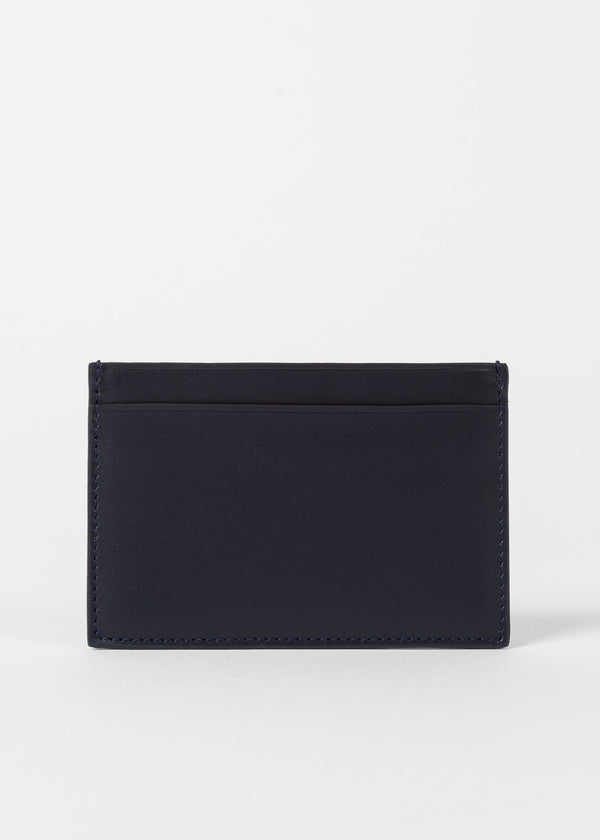 Paul Smith Navy Calf Leather Monogrammed Card Holder Blue