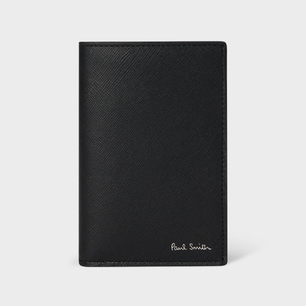 Paul Smith Black 'Mini Stripe' Leather Credit Card Wallet