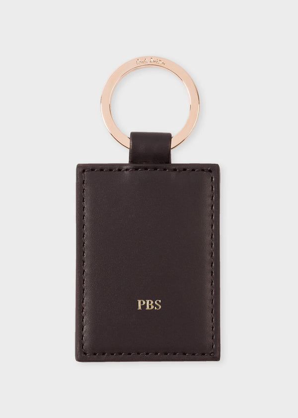 Paul Smith Black Calf Leather Monogrammed Keyring