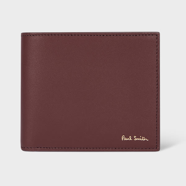 Paul Smith Burgundy 'Signature Stripe' Interior Billfold Wallet Red