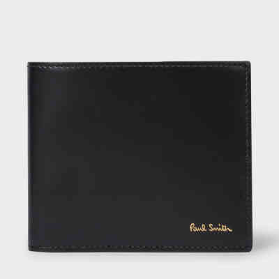 Paul Smith Black Leather 'Signature Stripe' Interior Billfold Wallet