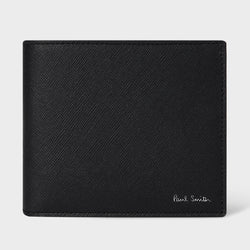 Paul Smith Black 'Mini Stripe' Leather Billfold Wallet