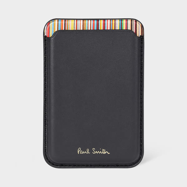 Paul Smith iPhone 15 Pro MagSafe Black Leather Credit Card Case