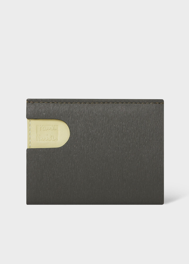 Paul Smith Green and Yellow Pop Up Card Holder Brown