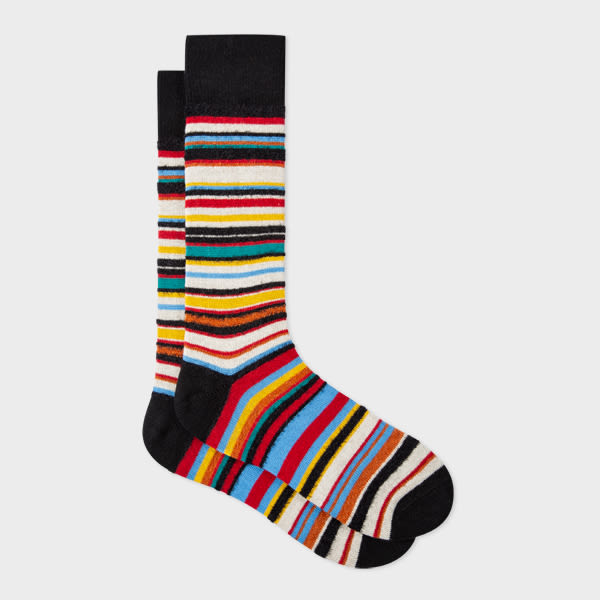 Paul Smith Men's Wool-Cashmere Blend Signature Stripe Socks Multicolour