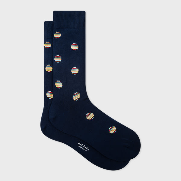 Paul Smith Navy 'Signature Stripe Polka Dot' Socks Blue