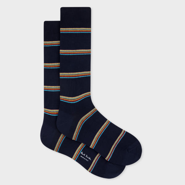 Paul Smith Navy Block 'Signature Stripe' Socks Blue