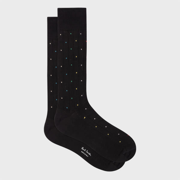 Paul Smith Black Cotton-Blend Multi Colour Polka Dot Socks