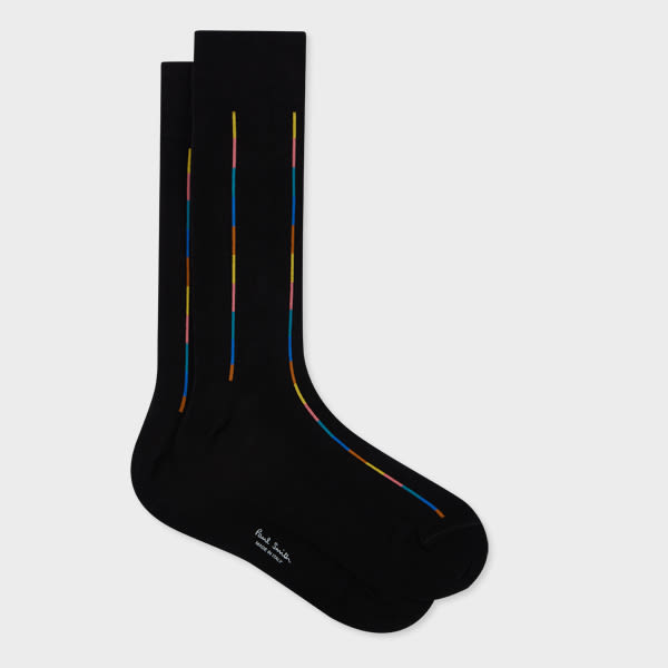 Paul Smith Black Thin 'Artist Stripe' Socks