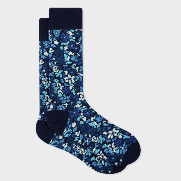 Paul Smith Navy 'Pencil Floral' Socks Blue