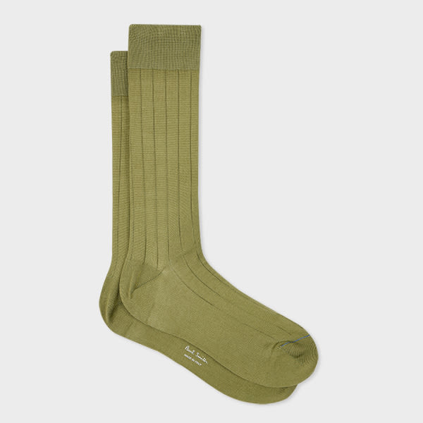 Paul Smith Green Mercerised Cotton-Blend Ribbed Socks