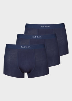 Paul Smith Navy Organic Cotton Low-Rise Boxer Briefs Three Pack Blue