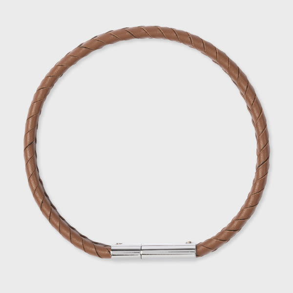 Paul Smith Two-Tone Brown Braided Leather Bracelet