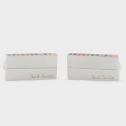 Paul Smith Silver 'Signature Stripe' Edge Cufflinks Multicolour