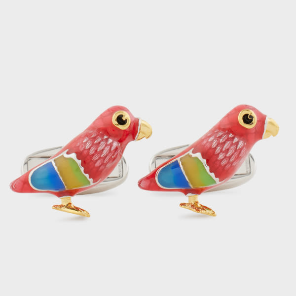 Paul Smith Red 'Macaw Parrot' Cufflinks