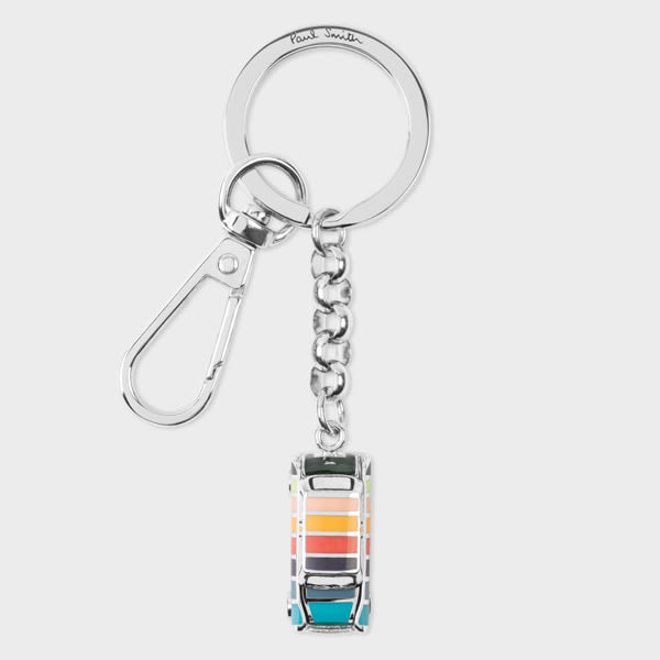 Paul Smith Silver Artist Stripe 'Mini' Keyring Multicolour