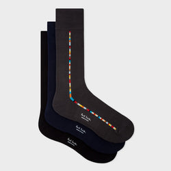 Paul Smith Central 'Signature Stripe' Socks Three Pack Multicolour