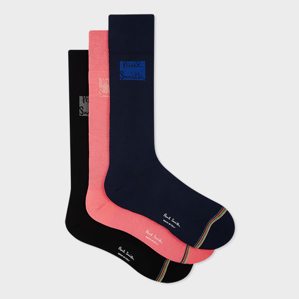 Paul Smith Multicolour Logo 'Signature Stripe' Tipped Socks Three Pack