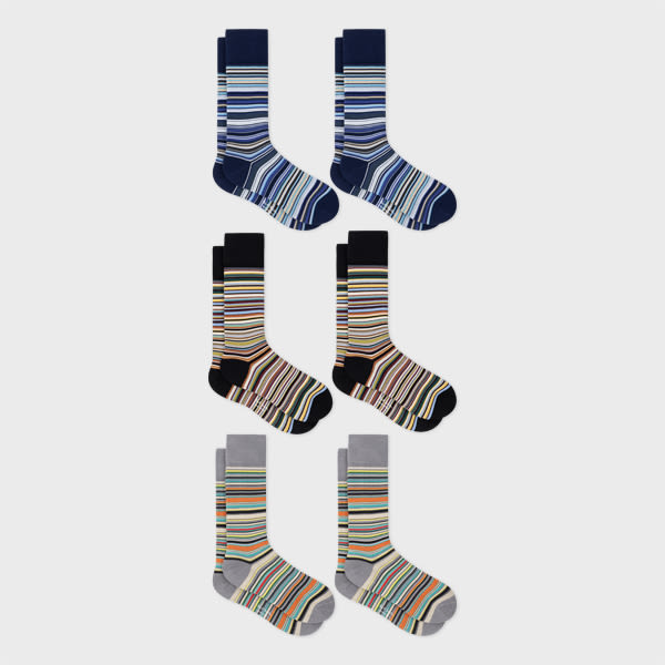 Paul Smith 'Signature Stripe' Socks Six Pack Multicolour