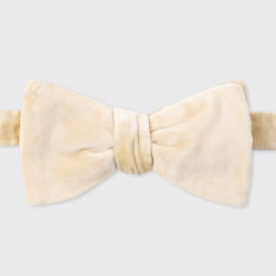 Paul Smith Ivory Velvet Self-Tie Bow Tie White