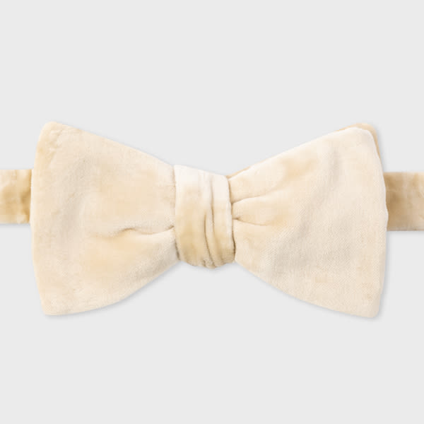 Paul Smith Ivory Velvet Self-Tie Bow Tie White