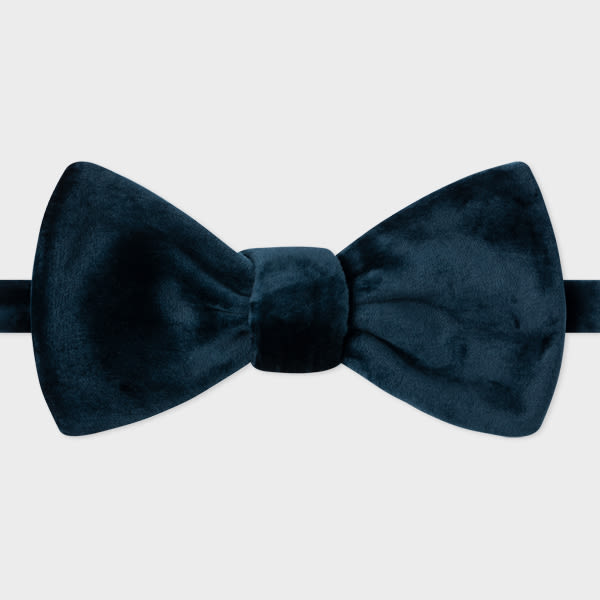 Paul Smith Midnight Blue Velvet Self-Tie Bow Tie